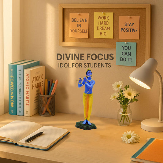 SIGNAMIO Resin Standing Krishna Statue - Elegant Krishna Idol Small for Home Decor - Exquisite Krishna Idol Figurine for Spiritual Decor and Gift, Perfectly Crafted with Fine Details, 8.5 x 6.5 Cm
