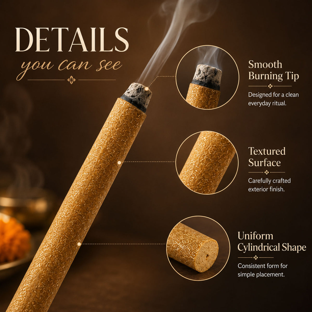 Regular Metallic Dhoop Stick 100gm -Yellow-(Packing-Jar)