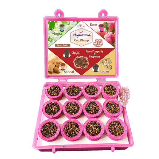 Premium Mini Sambrani Dhoop Cup -Rose -(Packing-Plastic Box)