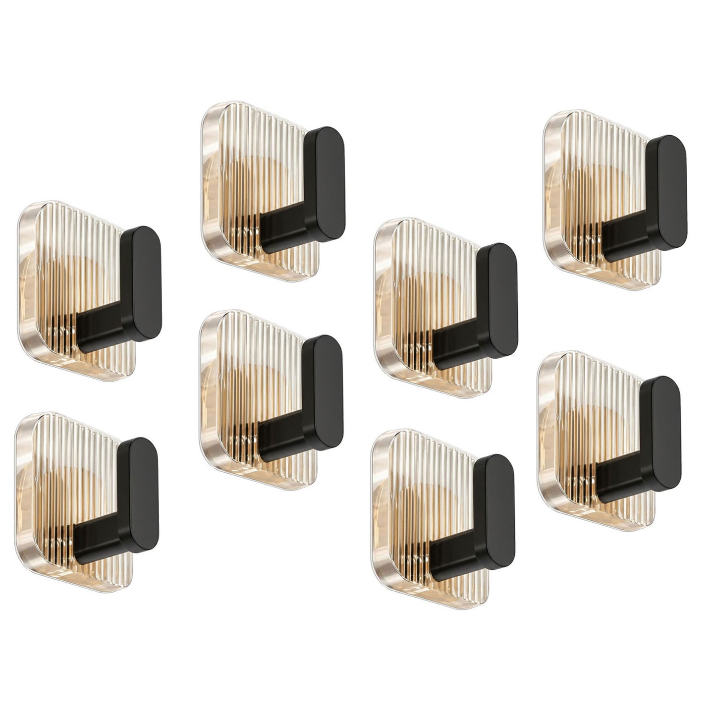 Self Adhesive Wall Hooks Black 8 pcs -