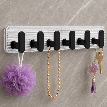 Self Adhesive Wall Hooks Black 6 pcs -