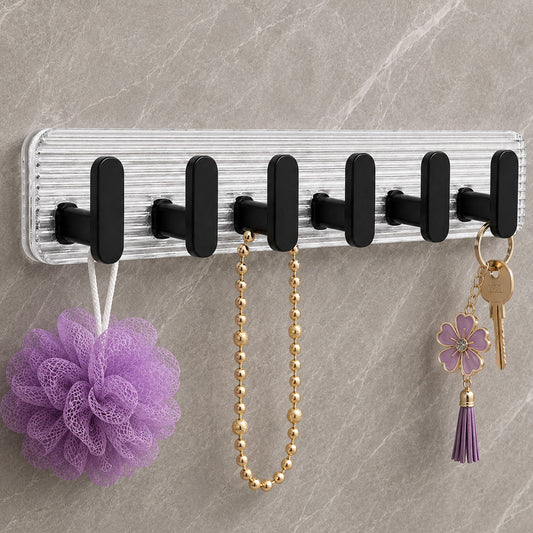 Self Adhesive Wall Hooks Black 6 pcs -
