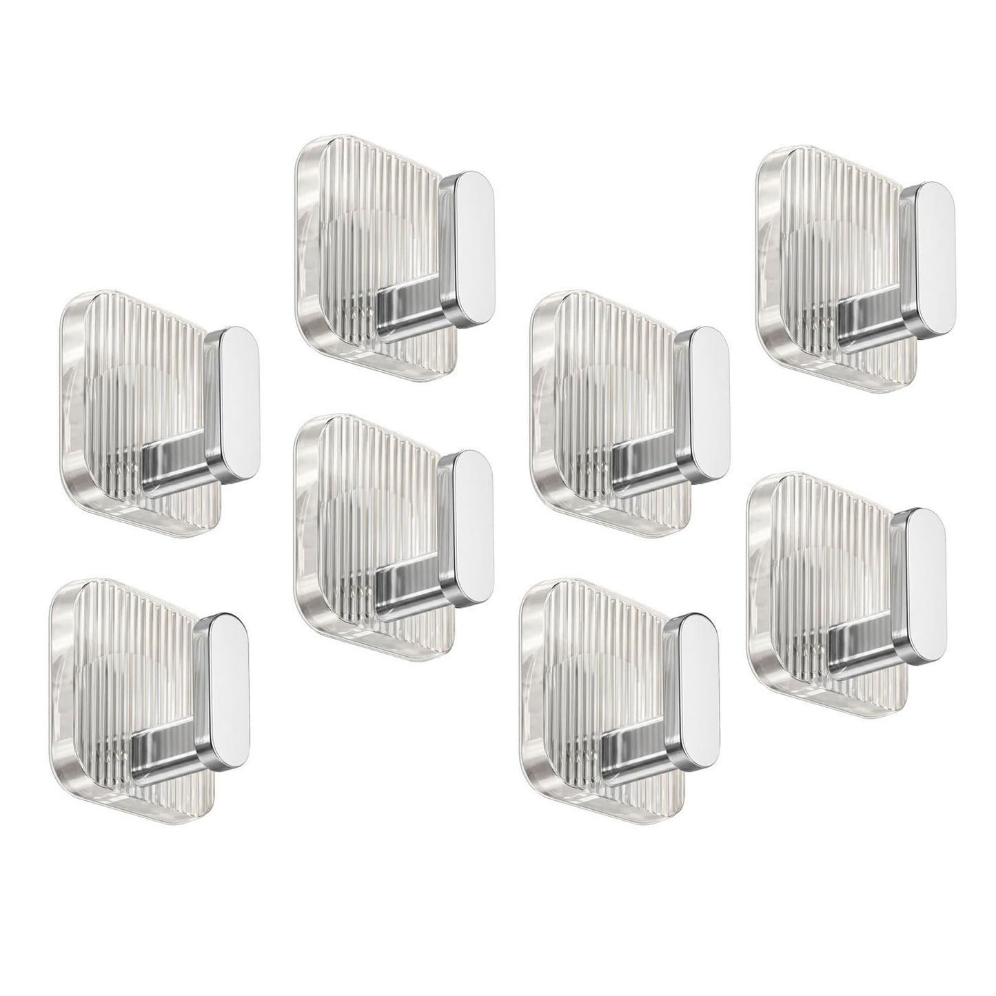 Self Adhesive Wall Hooks Silver 8 pcs -