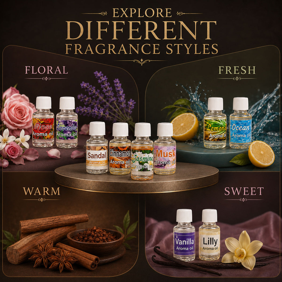 5ml Aroma Oils - Multi Flavors -(Packing-Glass Bottle)