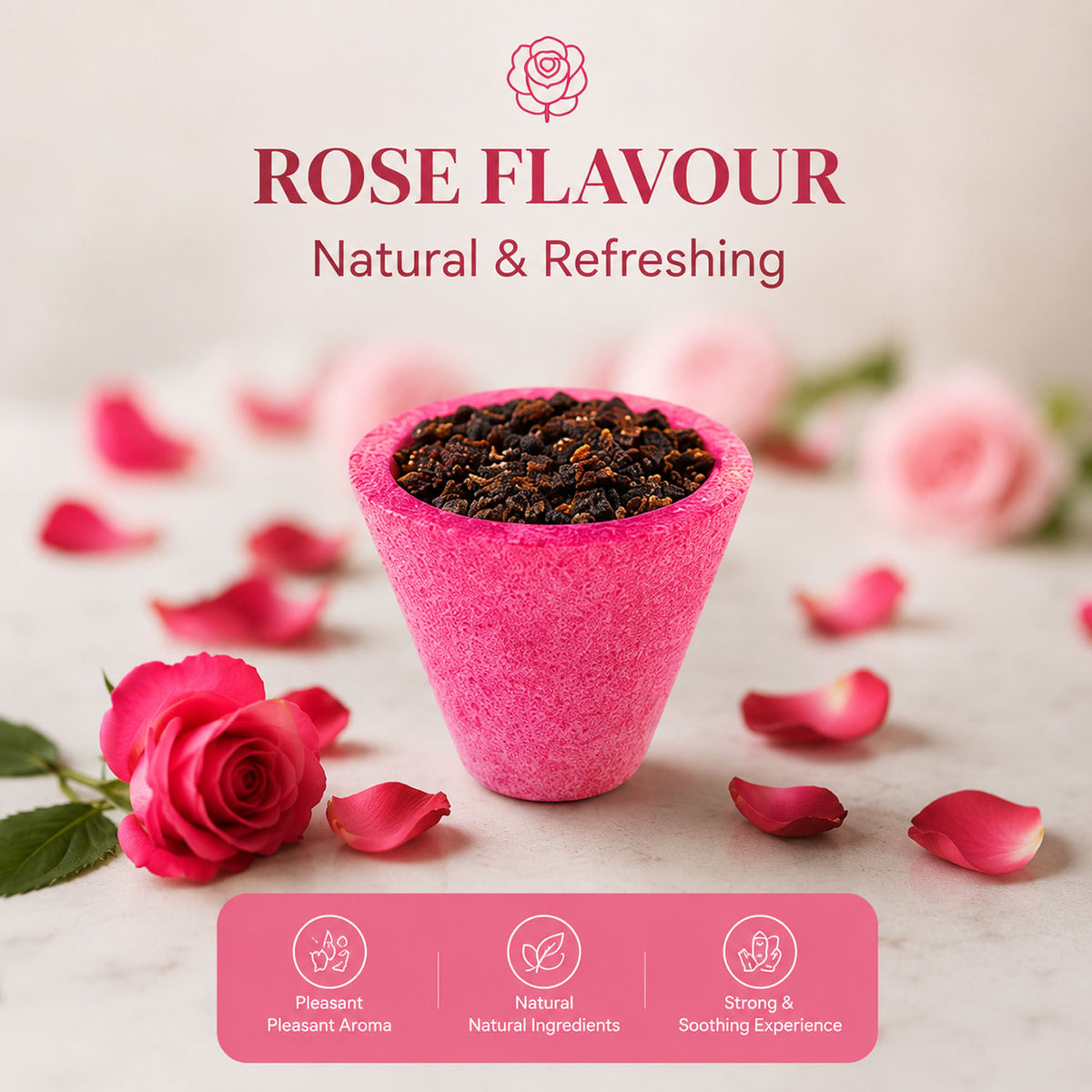 Premium Mini Sambrani Dhoop Cup -Rose -(Packing-Plastic Box)