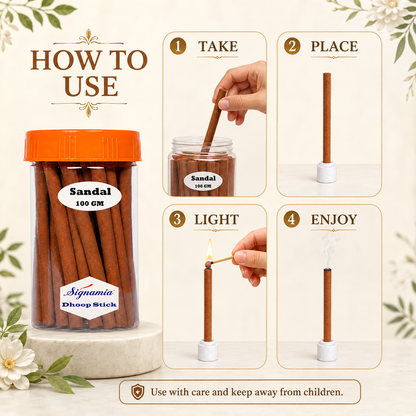 Premium Dhoop Stick 100gm - Sandal -(Packing-Jar)