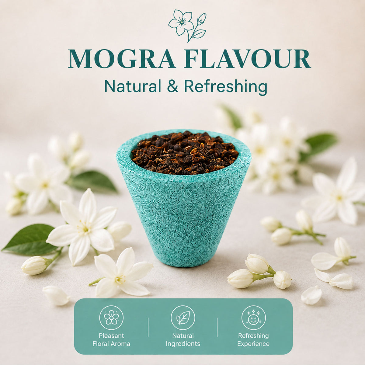 Premium Mini Sambrani Dhoop Cup -Mogra -(Packing-Plastic Box)