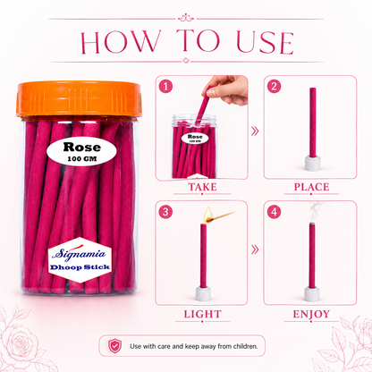 Premium Dhoop Stick 100gm - Rose -(Packing-Jar)
