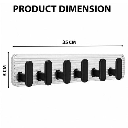 Self Adhesive Wall Hooks Black 6 pcs -