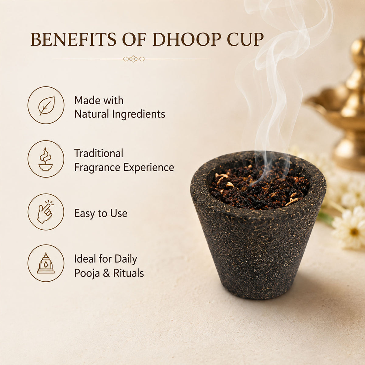 Premium Mini Sambrani Dhoop Cup -Guggal -(Packing-Plastic Box)