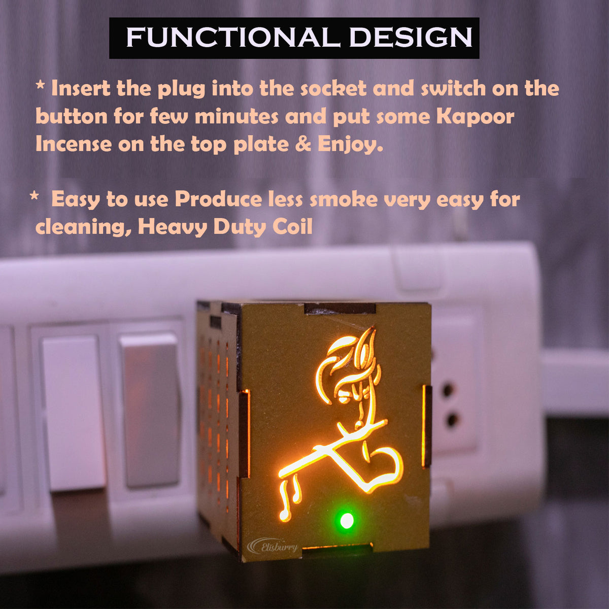 Square Wood Kapurdani Krishna -(Packing-Loose)