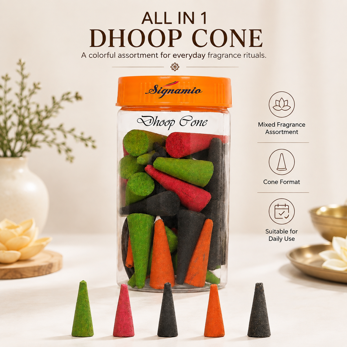 Premium Dhoop Cone 100gm -(Packing-Jar)