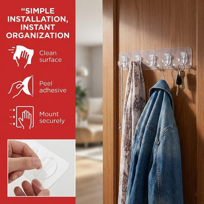 Self Adhesive 6-in-1 Wall Hooks 1 pcs -