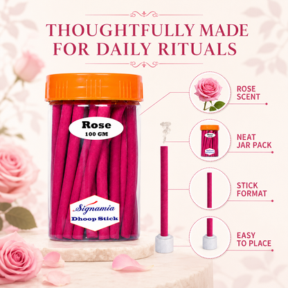 Premium Dhoop Stick 100gm - Rose -(Packing-Jar)
