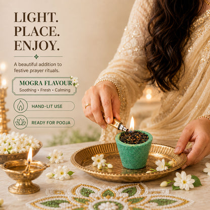 Premium Mini Sambrani Dhoop Cup -Mogra -(Packing-Plastic Box)