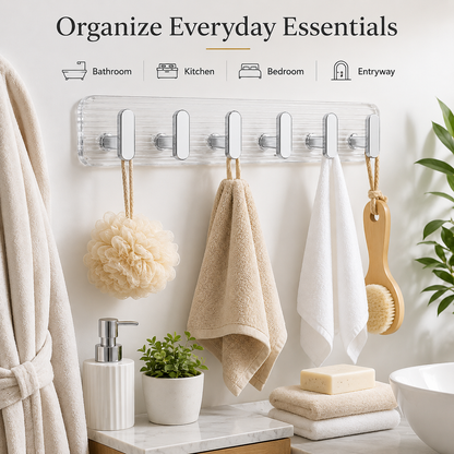 Self Adhesive Wall Hooks Silver 6 pcs -