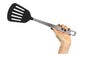 SIGNAMIO® Black Nylon Slotted Turner Spatula for Non Stick Pan - Steel Handle, Ideal for Dosa, Omelet, and Roti Cooking, 30.x 5.CM