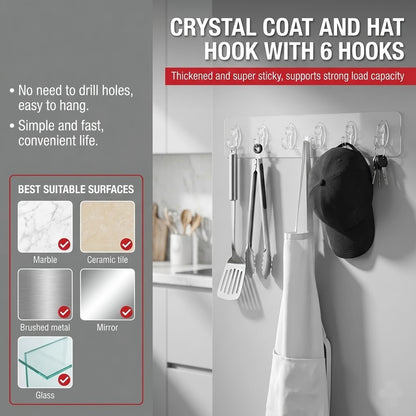 Self Adhesive 6-in-1 Wall Hooks 1 pcs -