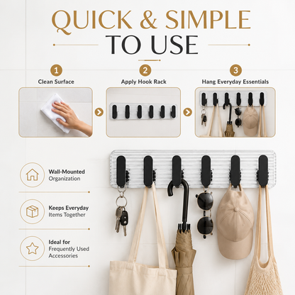Self Adhesive Wall Hooks Black 6 pcs -