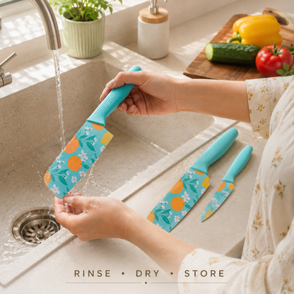 3 Pcs Kitchen Knife Set - Blue-(Packing-Loose)