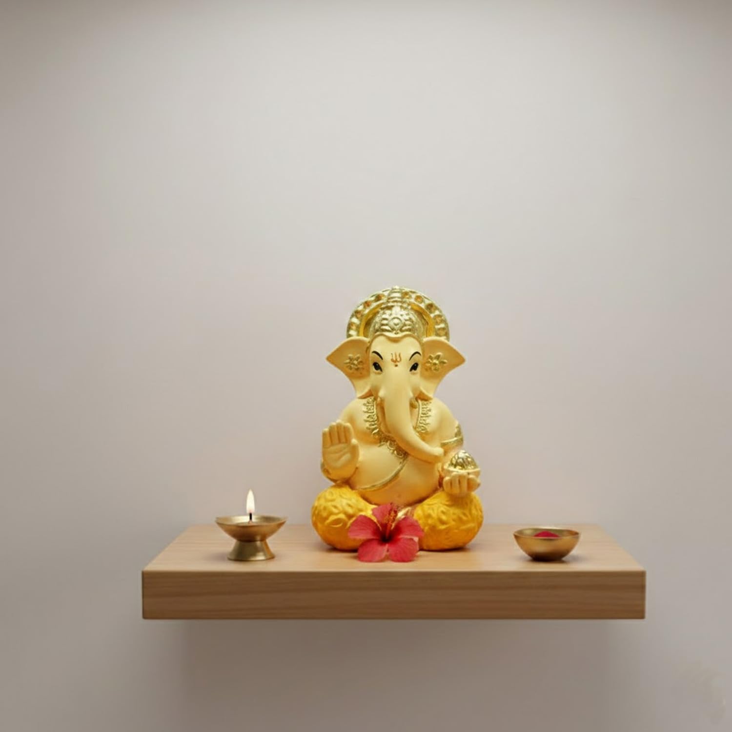 SIGNAMIO Handcrafted Yellow Ganesha Idol for Car Dashboard Item: Ganesh Ji, Ganpati Bappa Murti for Home Decor - Exquisite Car God Idols for a Divine Touch in Your Vehicle and Home