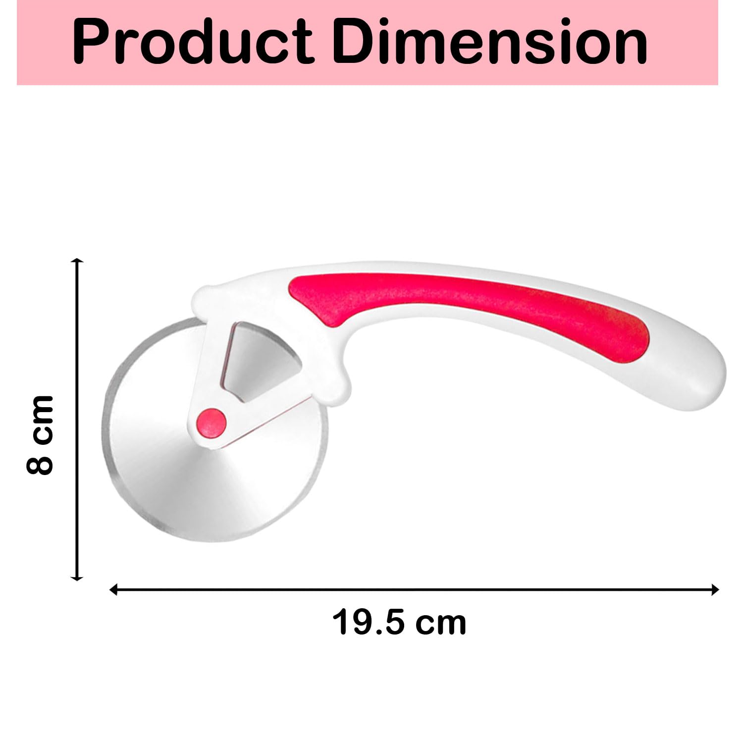 SIGNAMIO® Premium Pizza Cutter and Sandwich Slicer - Pink, Ergonomic Non-Slip Handle, Stainless Steel Pizza Wheel for Kitchen, Ideal Roti, Paratha, Chapati, Brownie & Slice Cutter