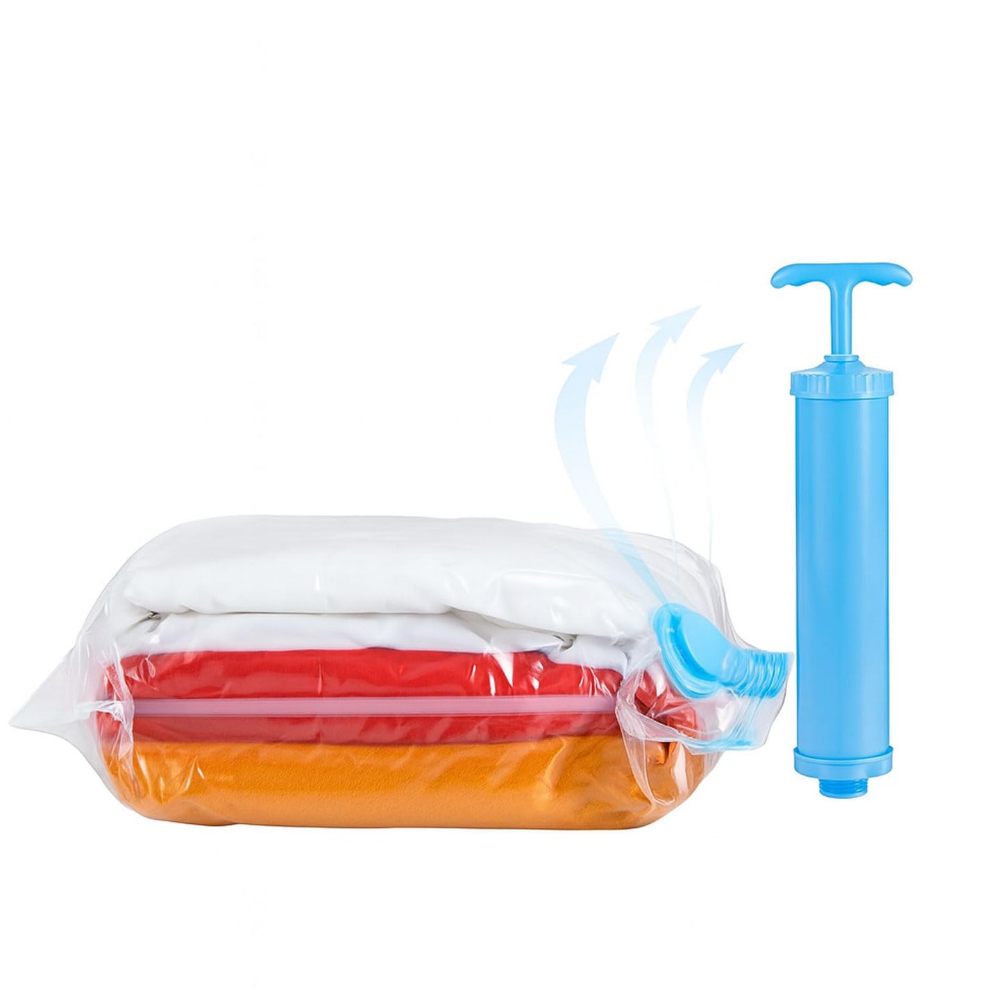 Signamio 5 Pack Smart Saver Vacuum Bags for Clothes with Pump (1 Large/2 Medium/2 Small) Reusable Travel Storage Bags with Hand Pump for Clothes,Vaccine Sealed Space Saver Compression Bags for Travel