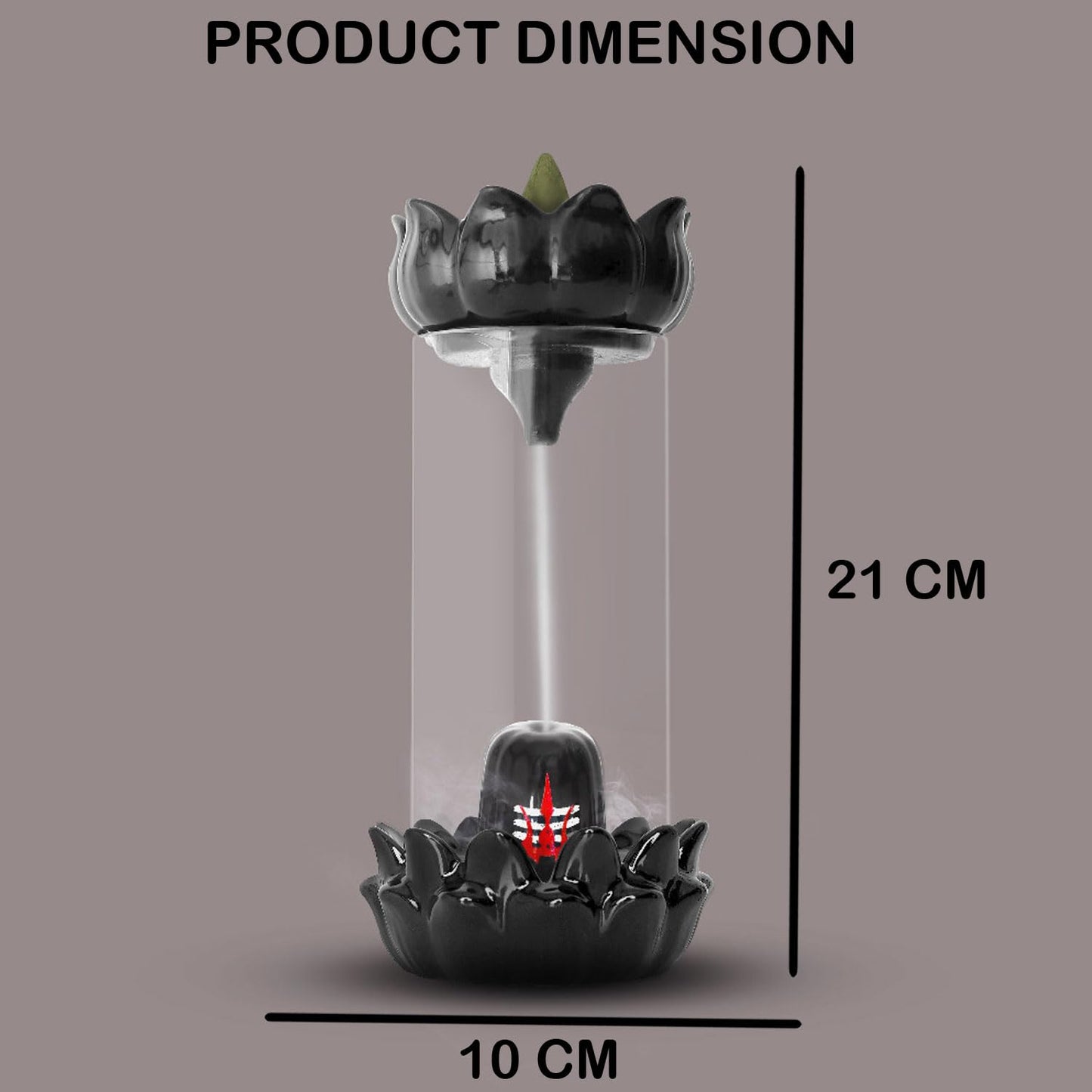 Signamio Aromatic Essence of Ceramic Shivling Backflow dhoop Smoke Fountain Incense Burner Holder with 30 Cones - Lord Shiva Incense Holder for Meditation and Home Décor, Black