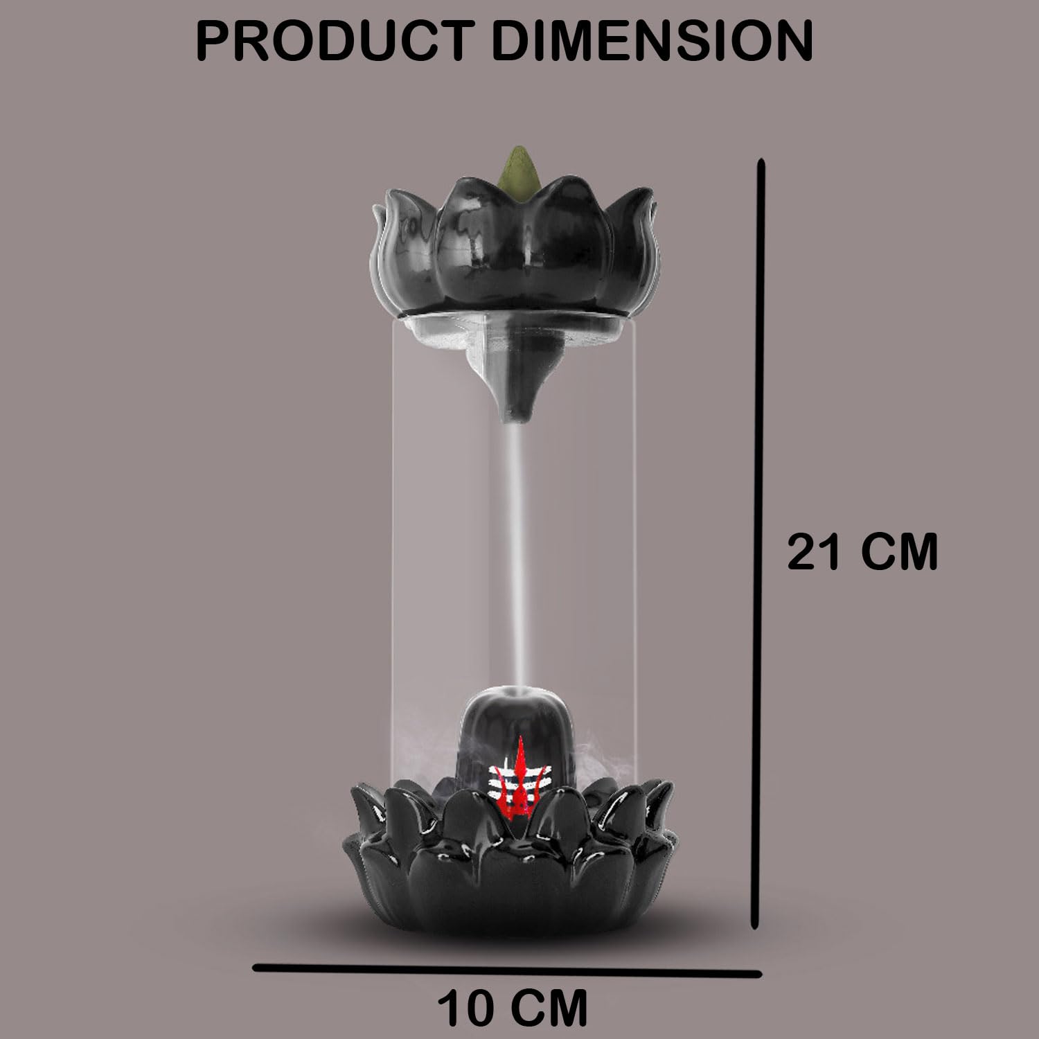 Signamio Aromatic Essence of Ceramic Shivling Backflow dhoop Smoke Fountain Incense Burner Holder with 30 Cones - Lord Shiva Incense Holder for Meditation and Home Décor, Black