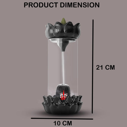 Signamio Aromatic Essence of Ceramic Shivling Backflow dhoop Smoke Fountain Incense Burner Holder with 30 Cones - Lord Shiva Incense Holder for Meditation and Home Décor, Black