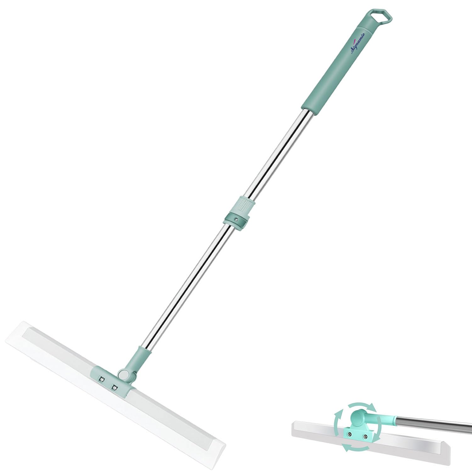 Signamio Magic Broom Sweeper with 180° Rotational Silicone Floor Wiper - Extendable Stainless Steel Handle Upto 110 Cm, Multifunctional Magic Broom for Bathroom Home Cleaning
