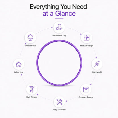 SIGNAMIO® Collapsible Hula Hoop for Weight Loss and Fitness - Inter-Lockable Pieces, Exercise Ring for Kids and Adults, Unisex Hula Hoop for Women and Men, Perfect for Gymnastics and Fun - Purple