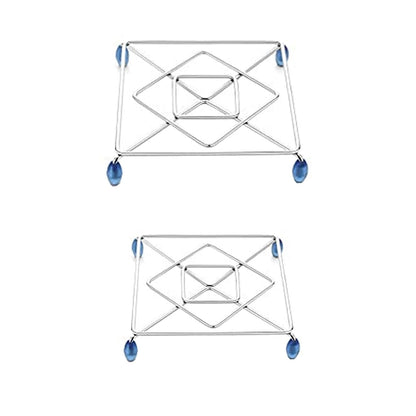 SIGNAMIO® Pack of 2 Stainless Steel Trivets Hot Pot Stand for Kitchen & Dining Table, Heat-Resistant Utensil Holder, Perfect Cooker Stand & Hot Vessel Holder