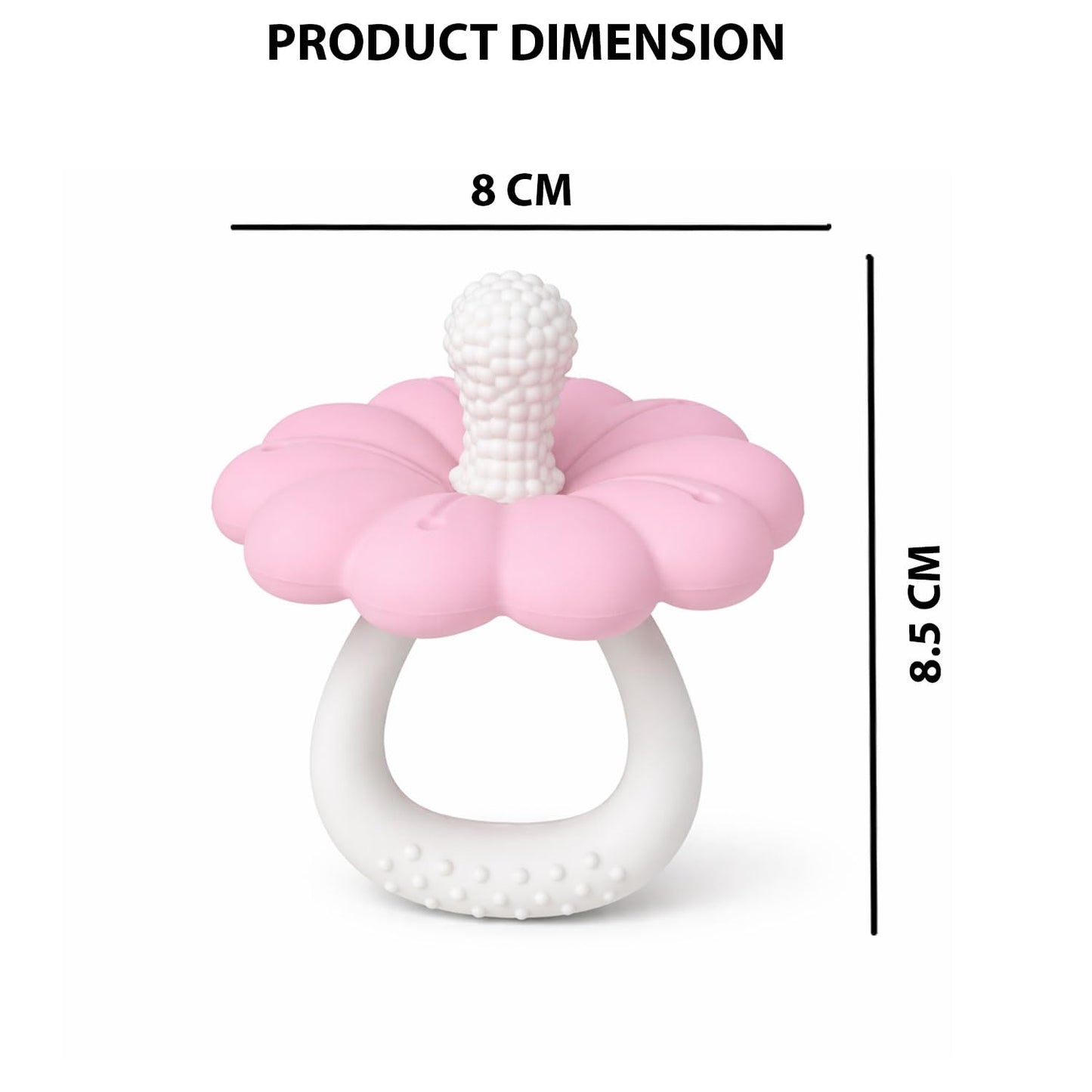 Signamio Silicone Teether for Baby, BPA Free - Food Grade, Non Toxic PVC Free, Easy Grip Handle, Soft Edges, Baby Teethers for 6 to 12 Months, Teethers for 3 to 6 Months, Soft - Pink