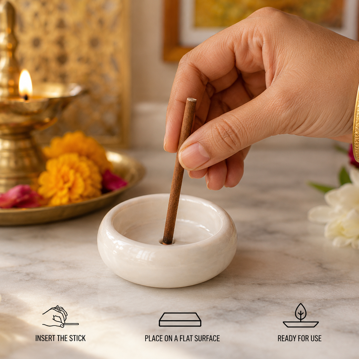 Ceramic Dhoop Stick Stand -(Packing-Loose)