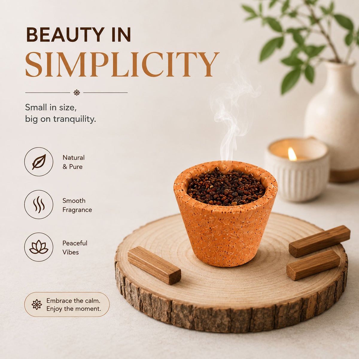 Premium Sambrani Dhoop Cup -Sandal -(Packing-Tray Packing)