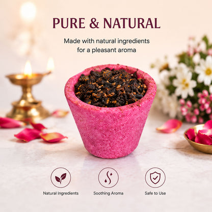 Premium Mini Sambrani Dhoop Cup -Rose -(Packing-Plastic Box)