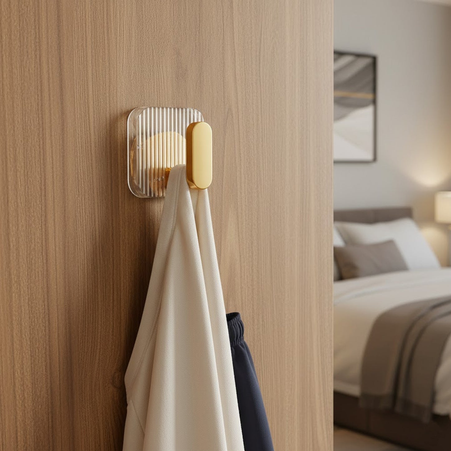 Self Adhesive Wall Hooks Gold 8 pcs -