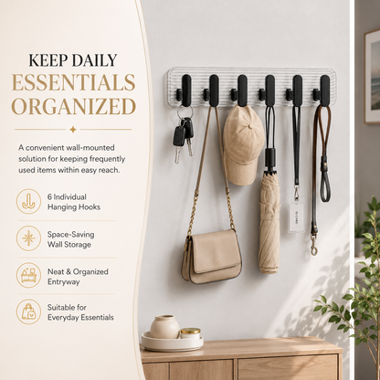 Self Adhesive Wall Hooks Black 6 pcs -