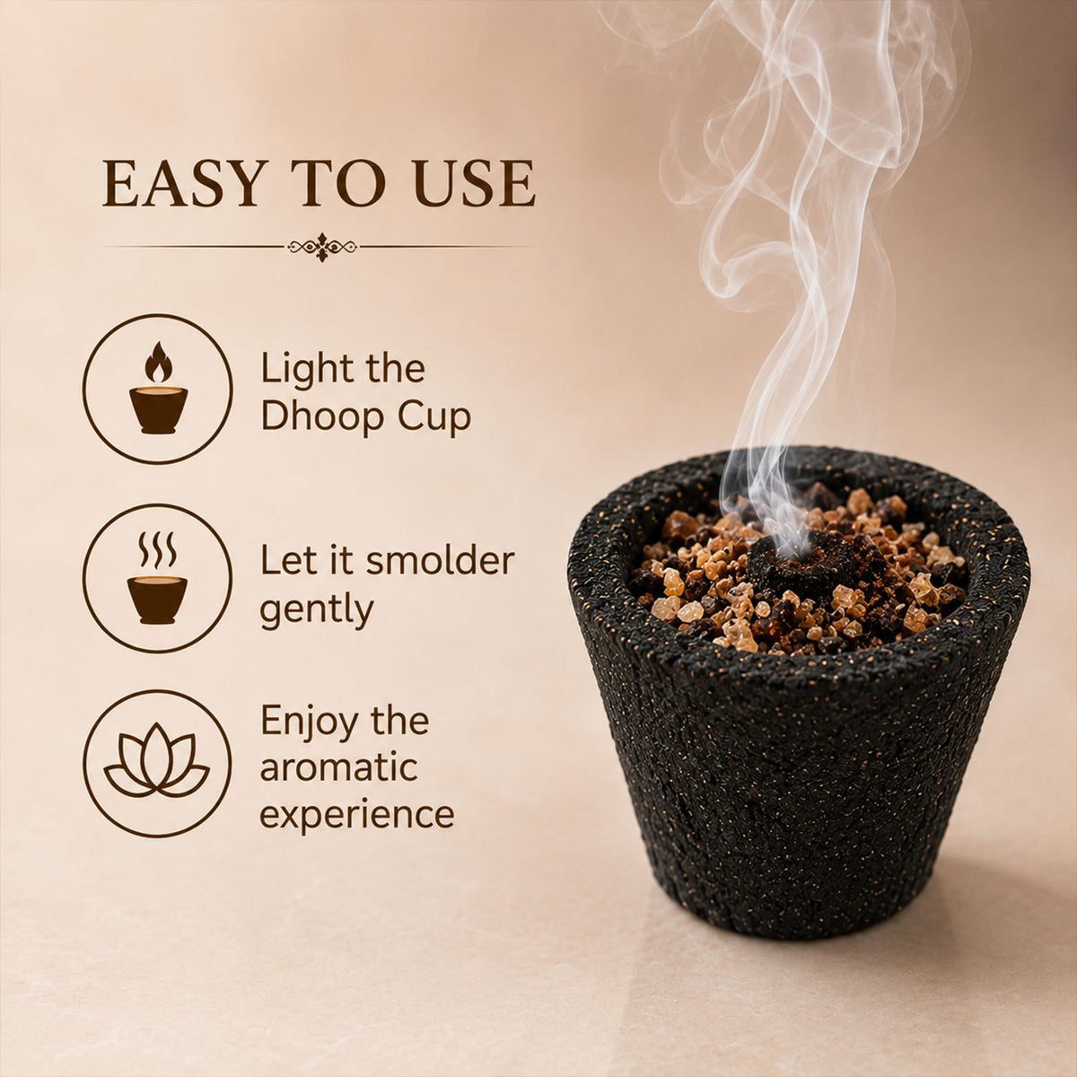 Premium Mini Sambrani Dhoop Cup -Guggal -(Packing-Plastic Box)