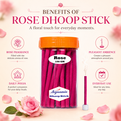 Premium Dhoop Stick 100gm - Rose -(Packing-Jar)