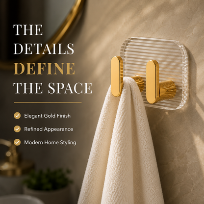 Self Adhesive Wall Hooks Gold 8 pcs -