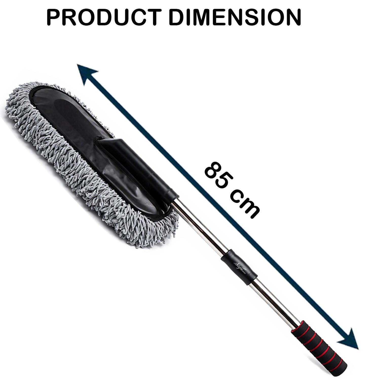 Signamio Car Duster Microfiber Brush Car Cleaning Accessories Compact Soft Non Scratch Fibers for Interior and Exterior Dusting Detailing and Quick Touch Ups - Grey