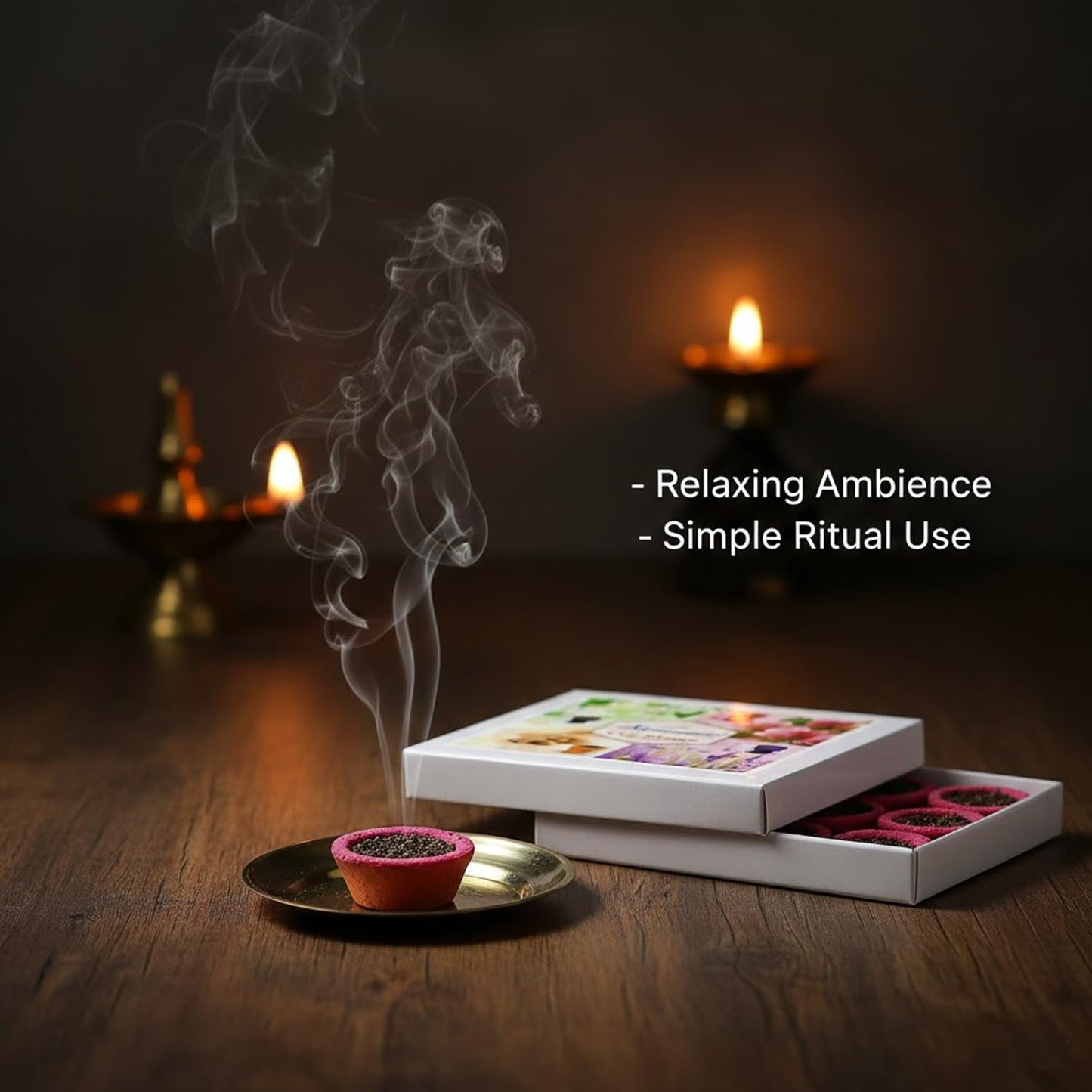 Signamio Sambrani Dhoop Cup 5 Pack of 60 Cup Dhoop with Loban, Guggal, Rose, Sandal, Mogra - Aromatic Dhoop Cup for Meditation and Relaxation - Traditional Fragrance
