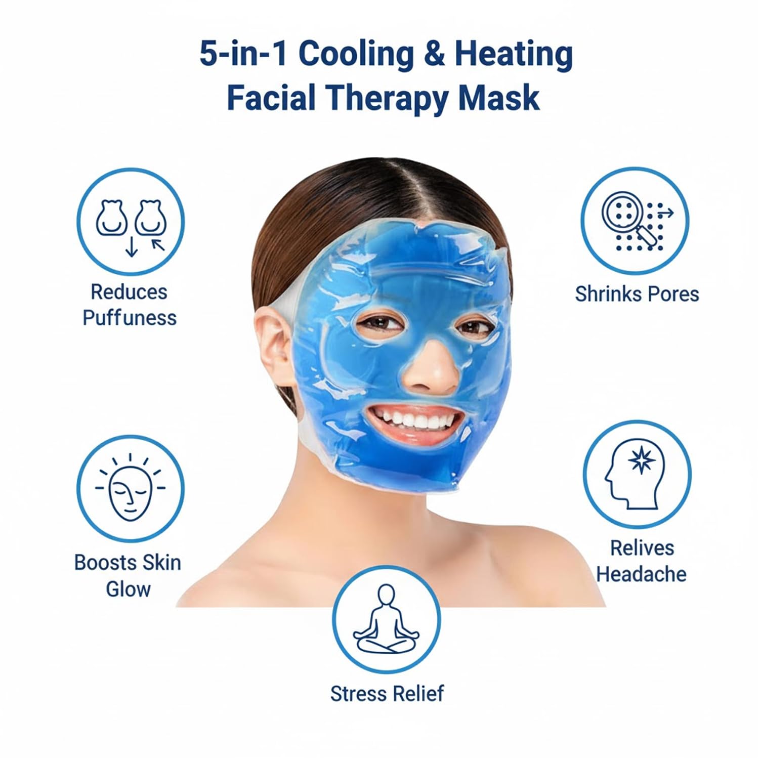 SIGNAMIO Unisex Cooling Face Mask Cold Therapy Gel Mask for Glowing Skin - Ice Pack for Face Skincare, Cool Mask, Face Ice Pack, Cooling Pack for Face