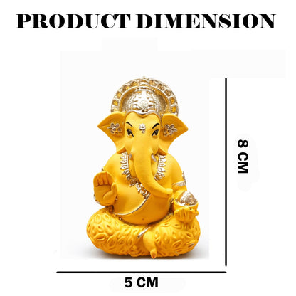 SIGNAMIO Handcrafted Yellow Ganesha Idol for Car Dashboard Item: Ganesh Ji, Ganpati Bappa Murti for Home Decor - Exquisite Car God Idols for a Divine Touch in Your Vehicle and Home