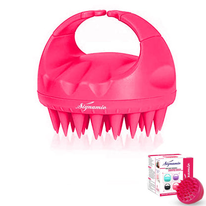 SIGNAMIO® Shampoo Brush Silicon Scalp Massager Hair Brush Wet Dry Comb Head Scrubber 100% Comfortable for Hair Improve Blood Circulation for Men,Women Pets - Pink - Pack 1