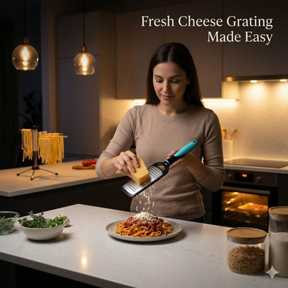 SIGNAMIO® Hand Kadukas Cheese Grater and Vegetable Shredder for Kitchen Stainless Steel Ginger Crusher, Carrot Grater, Garlic Slicer with Protective Cover (Sky Blue)