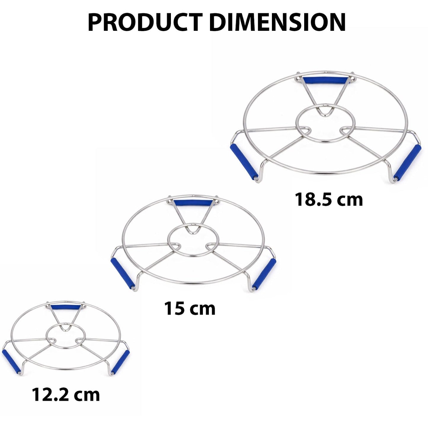 Signamio Steel Hot Pot Stand Set of 3 | Stainless Steel Trivet for Hot Dishes | Hot Utensil Stand for Kitchen & Dining Table | Cooker Stand for Hot Vessels | Heat Resistant Pot Holder