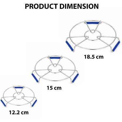 Signamio Steel Hot Pot Stand Set of 3 | Stainless Steel Trivet for Hot Dishes | Hot Utensil Stand for Kitchen & Dining Table | Cooker Stand for Hot Vessels | Heat Resistant Pot Holder